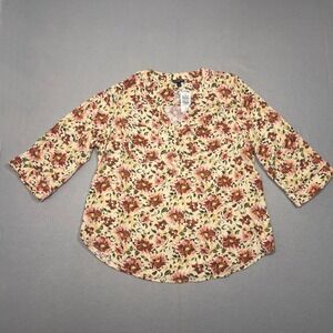 Torrid Floral Print 3/4 Sleeve Blouse Top Size 1 Button Detail Harper Rayon NWT